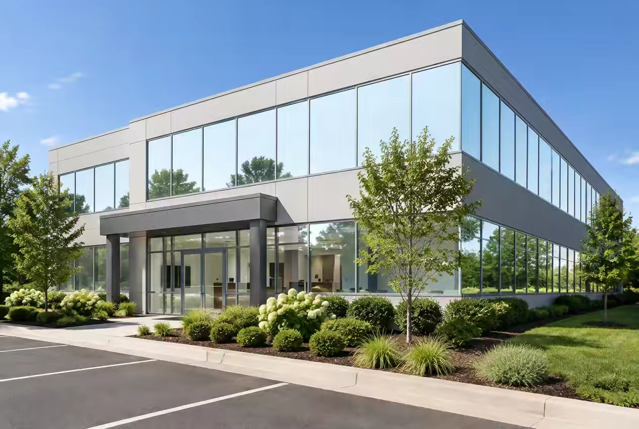 Office building before window film