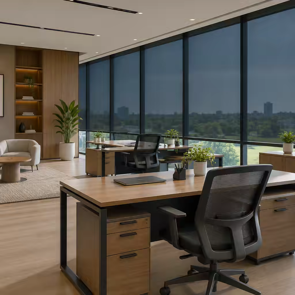 Commercial interior glass protected with anti-graffiti film